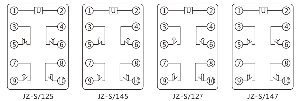 JZ-S/222靜態可調延時中間繼電器內部接線圖及外引接線圖
